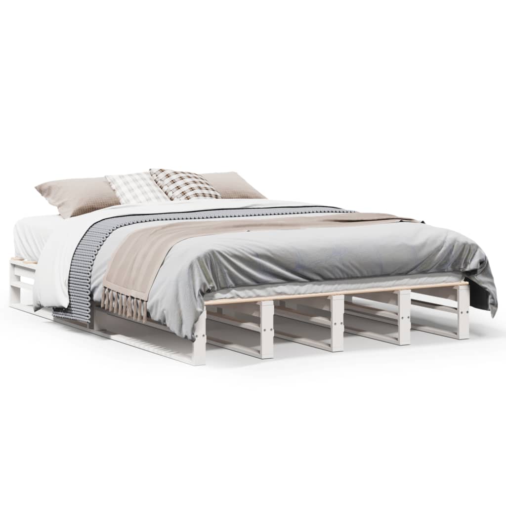 Letto senza Materasso Bianco 150x200 cm Legno Massello di Pino | homemem39