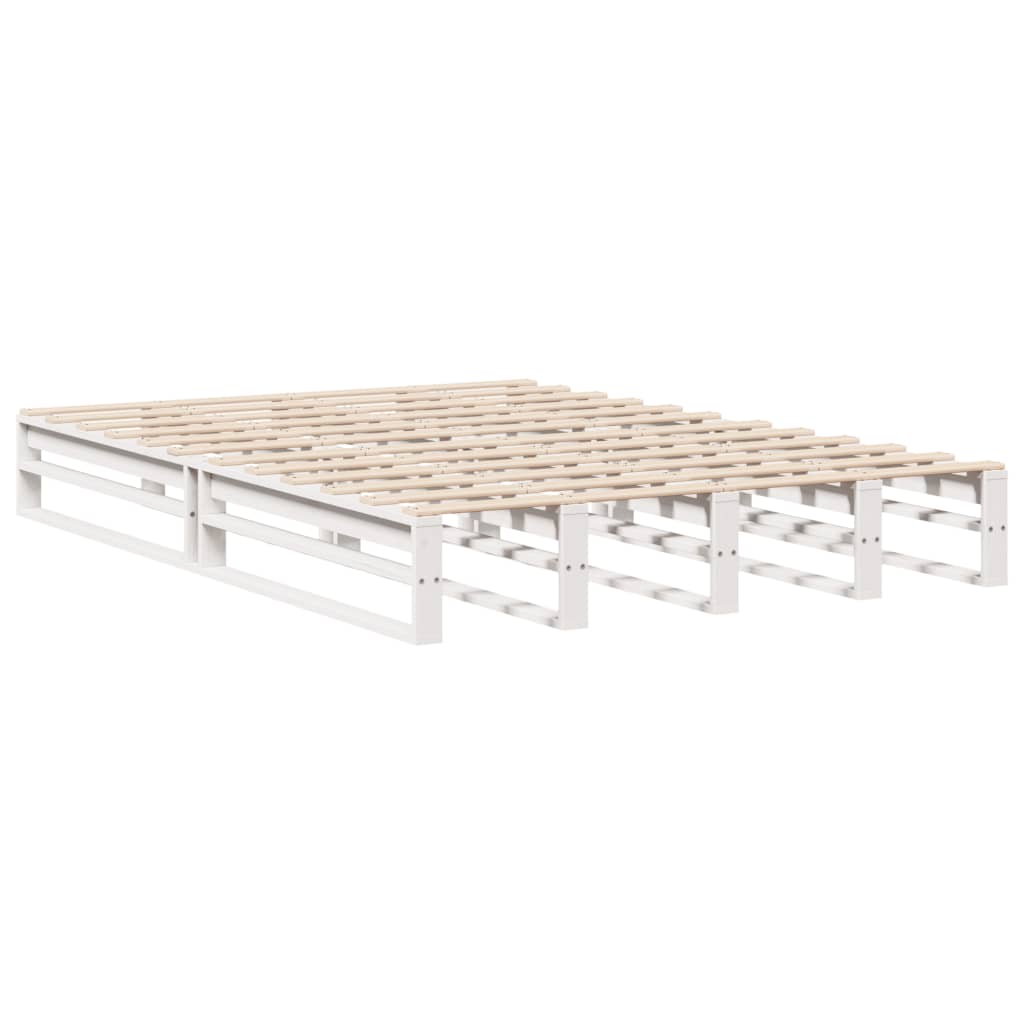 Letto senza Materasso Bianco 150x200 cm Legno Massello di Pino | homemem39