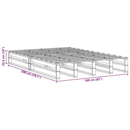 Letto senza Materasso 160x200 cm in Legno Massello di Pino | homemem39
