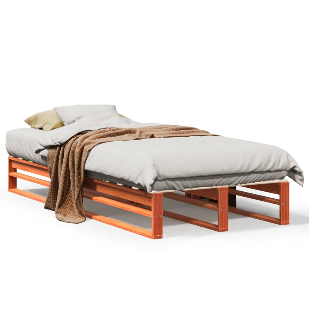 Letto senza Materasso Marrone Cera 75x190 cm in Legno di Pino | homemem39