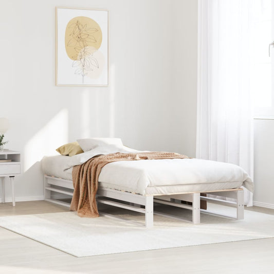 Letto senza Materasso Bianco 90x190 cm in Legno Massello Pino - homemem39