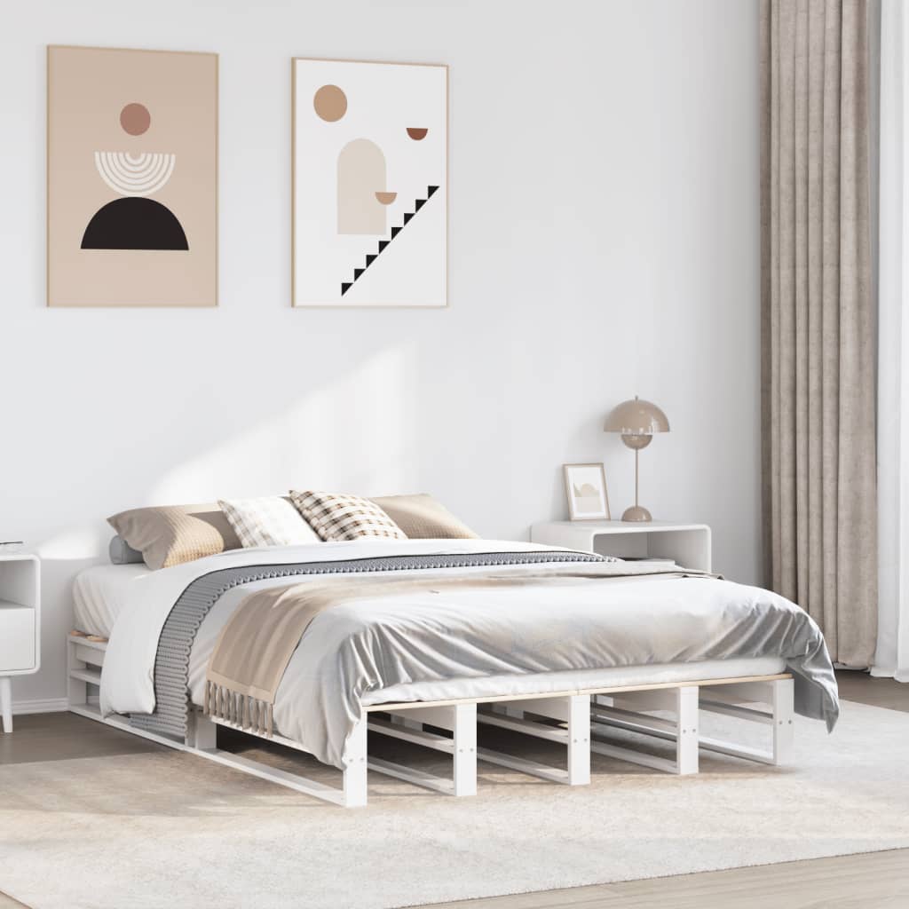 Letto senza Materasso Bianco 140x190 cm Legno Massello di Pino | homemem39