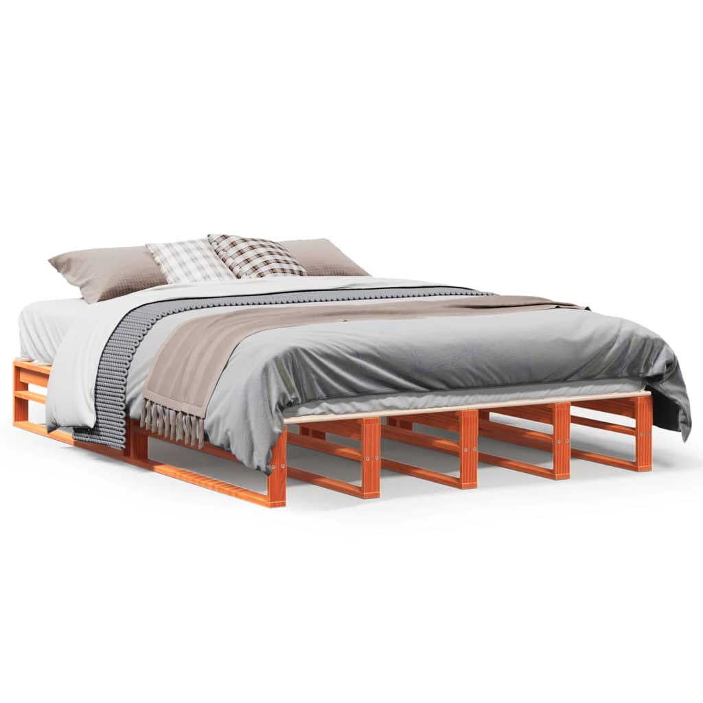 Letto senza Materasso Marrone Cera 140x190 cm in Legno di Pino | homemem39
