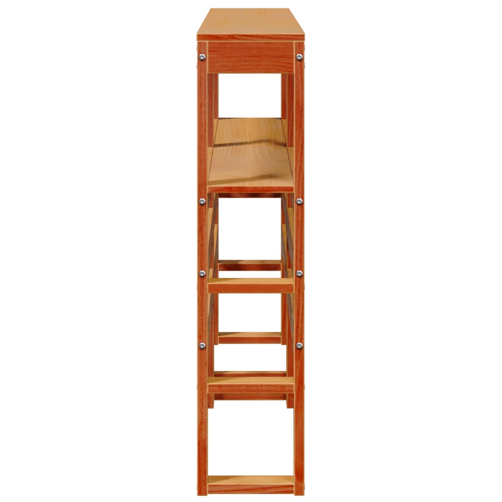 Testiera con Ripiani Marrone Cera 160 cm Legno Massello di Pino - homemem39