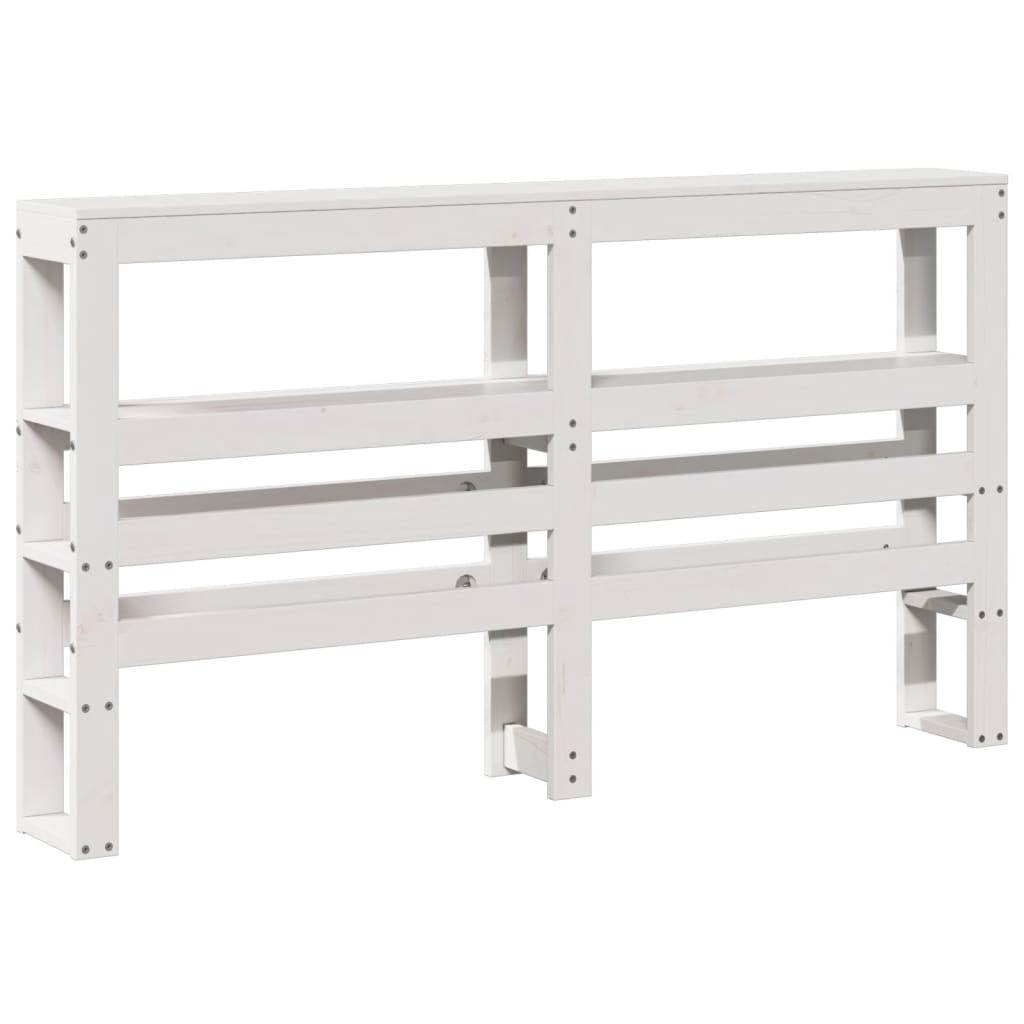 Testiera con Ripiani Bianca 150 cm in Legno Massello di Pino - homemem39
