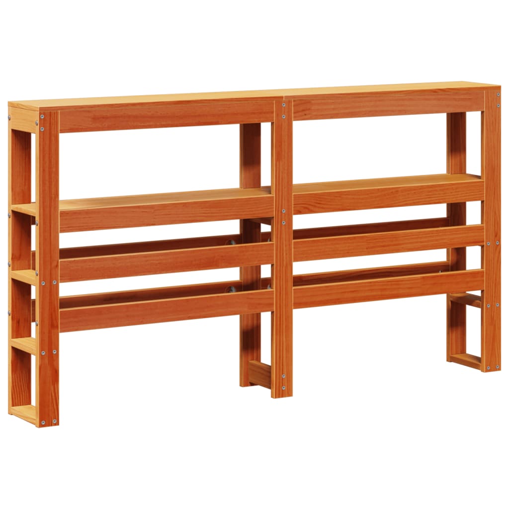 Testiera con Ripiani Marrone Cera 150 cm Legno Massello di Pino - homemem39