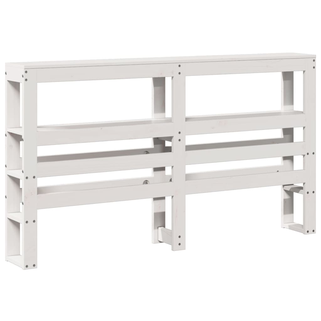 Testiera con Ripiani Bianca 140 cm in Legno Massello di Pino - homemem39