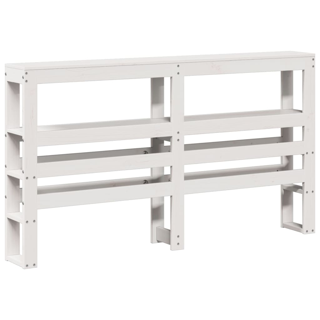 Testiera con Ripiani Bianca 135 cm in Legno Massello di Pino | homemem39