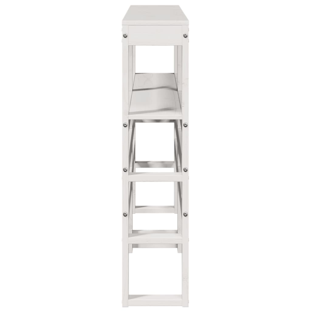 Testiera con Ripiani Bianca 135 cm in Legno Massello di Pino | homemem39