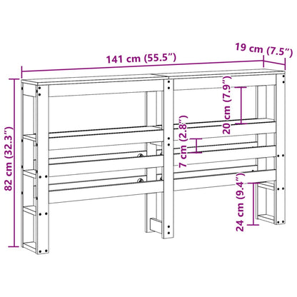 Testiera con Ripiani Bianca 135 cm in Legno Massello di Pino | homemem39