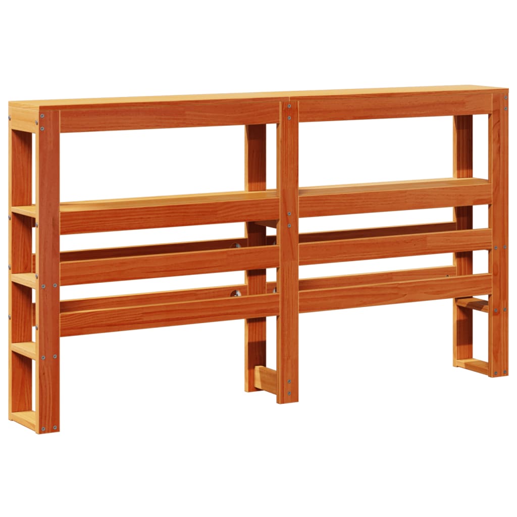 Testiera con Ripiani Marrone Cera 135 cm Legno Massello di Pino - homemem39