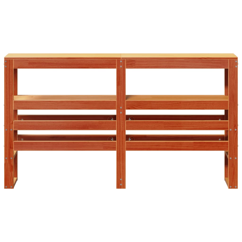 Testiera con Ripiani Marrone Cera 120 cm Legno Massello di Pino | homemem39