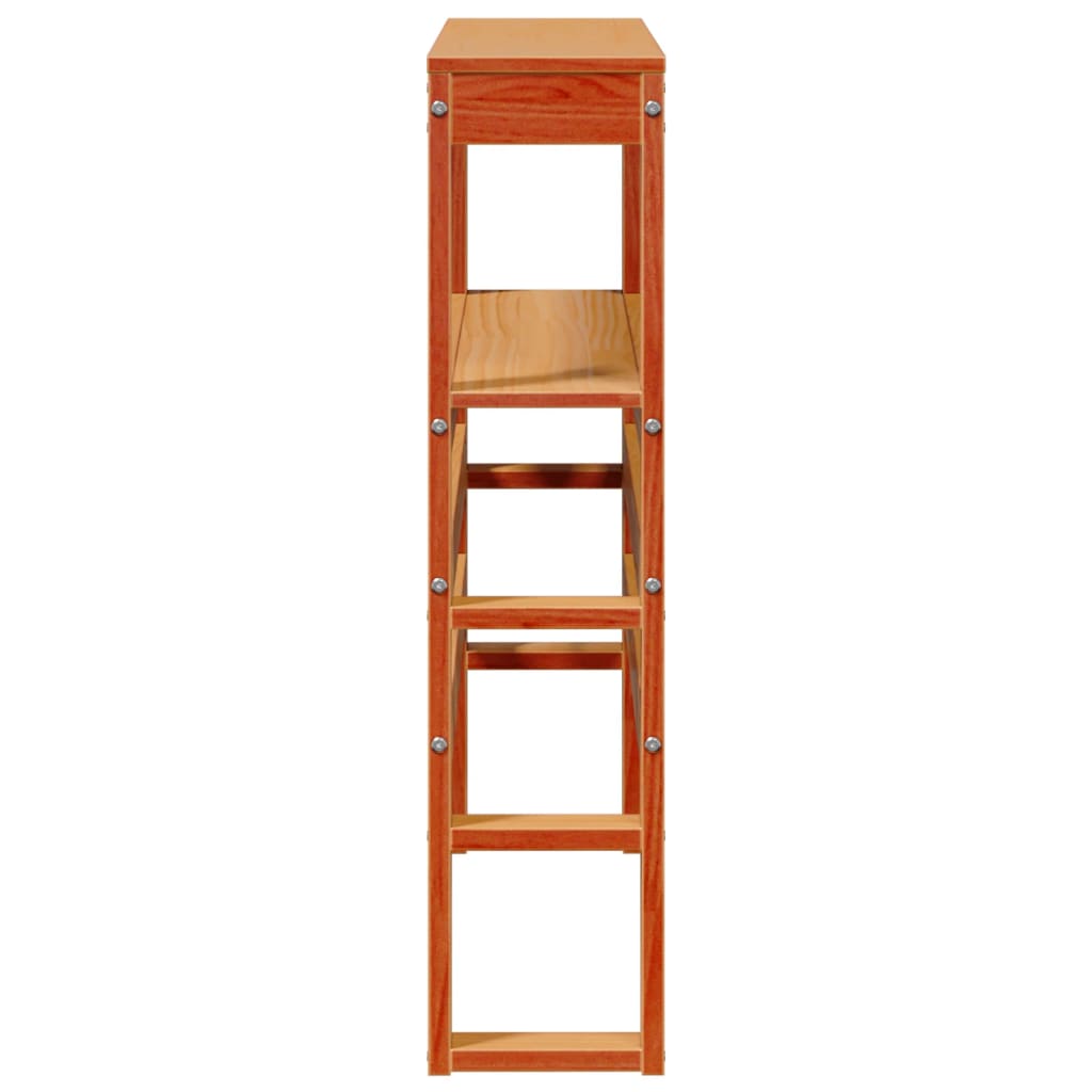 Testiera con Ripiani Marrone Cera 100 cm Legno Massello di Pino - homemem39