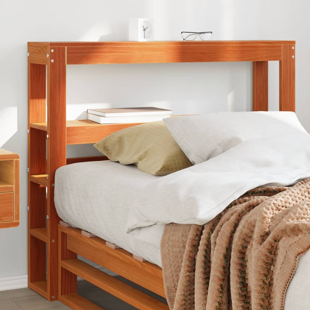 Testiera con Ripiani Marrone Cera 100 cm Legno Massello di Pino | homemem39
