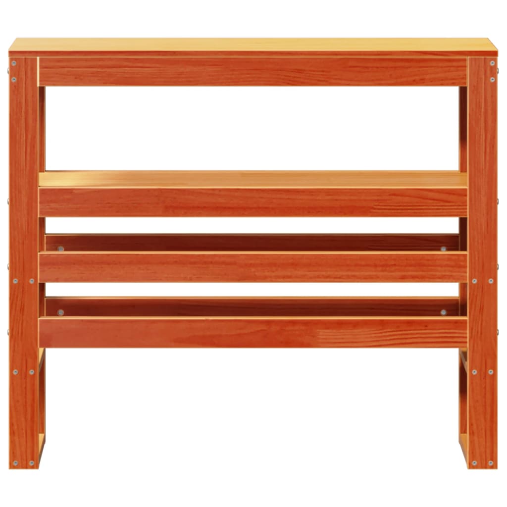 Testiera con Ripiani Marrone Cera 90 cm Legno Massello di Pino