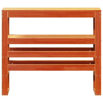 Testiera con Ripiani Marrone Cera 90 cm Legno Massello di Pino