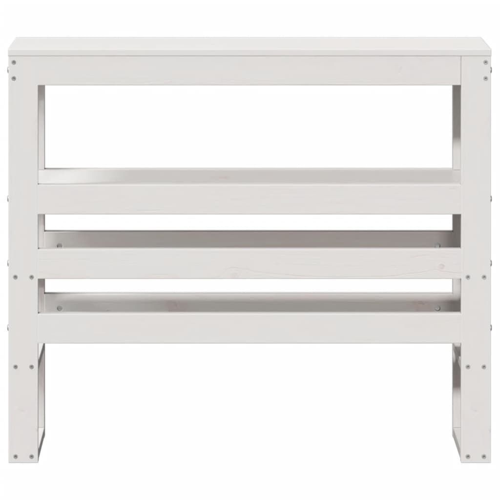 Testiera con Ripiani Bianca 75 cm in Legno Massello di Pino - homemem39