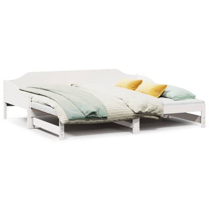 Divano Letto con Letto Estraibile Bianco 90x200cm Massello Pino | homemem39