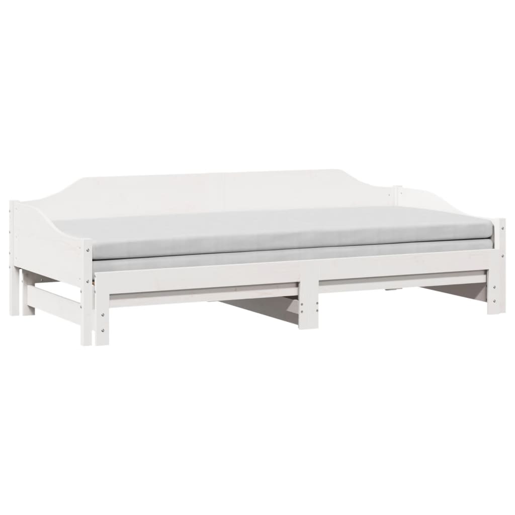 Divano Letto con Letto Estraibile Bianco 90x200cm Massello Pino | homemem39