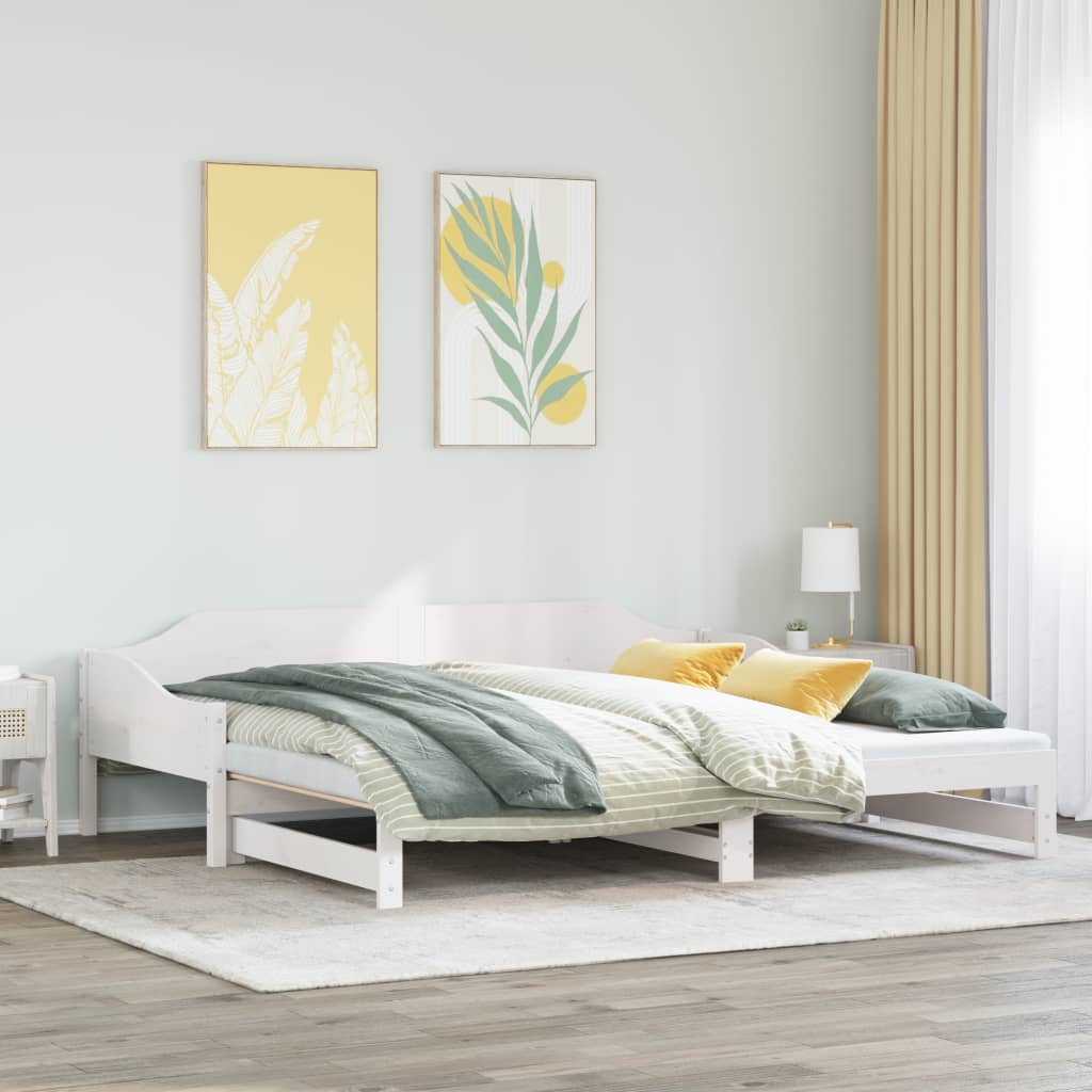 Divano Letto con Letto Estraibile Bianco 90x200cm Massello Pino | homemem39