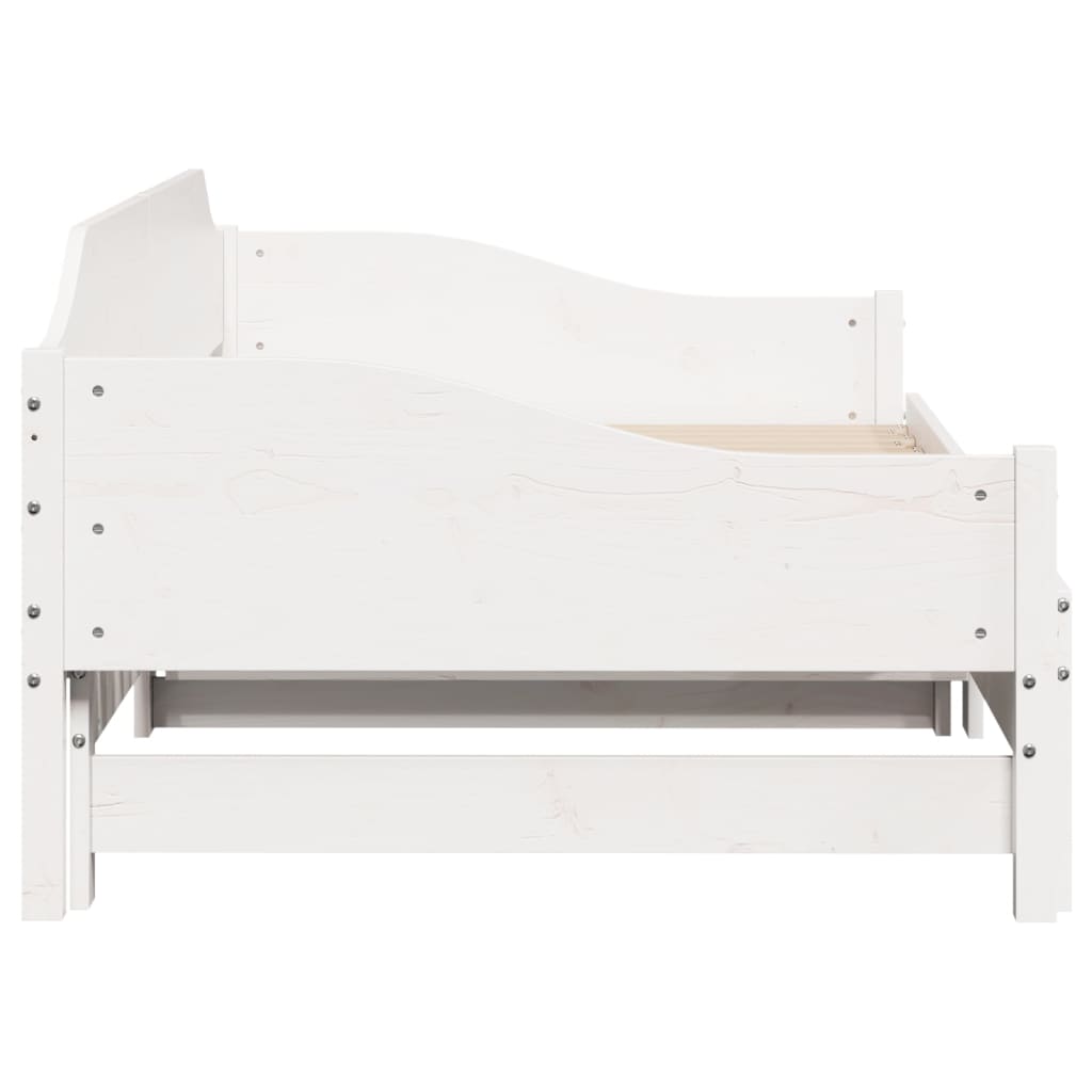 Divano Letto con Letto Estraibile Bianco 90x200cm Massello Pino | homemem39