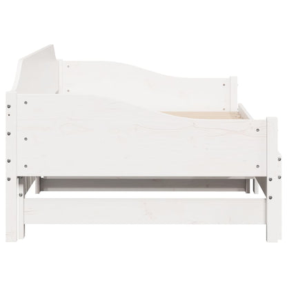 Divano Letto con Letto Estraibile Bianco 90x200cm Massello Pino | homemem39