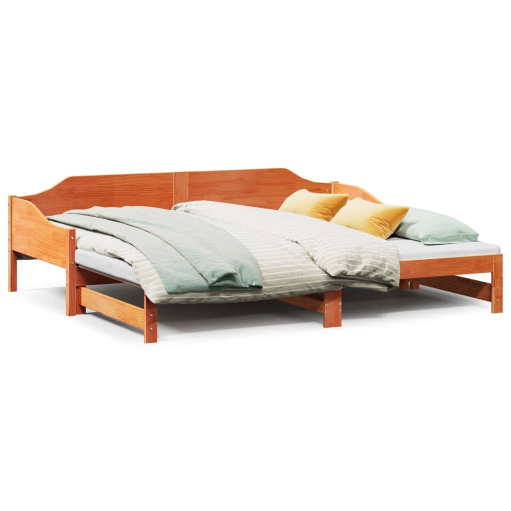 Divano con Letto Estraibile Marrone Cera 90x200cm Massello Pino | homemem39
