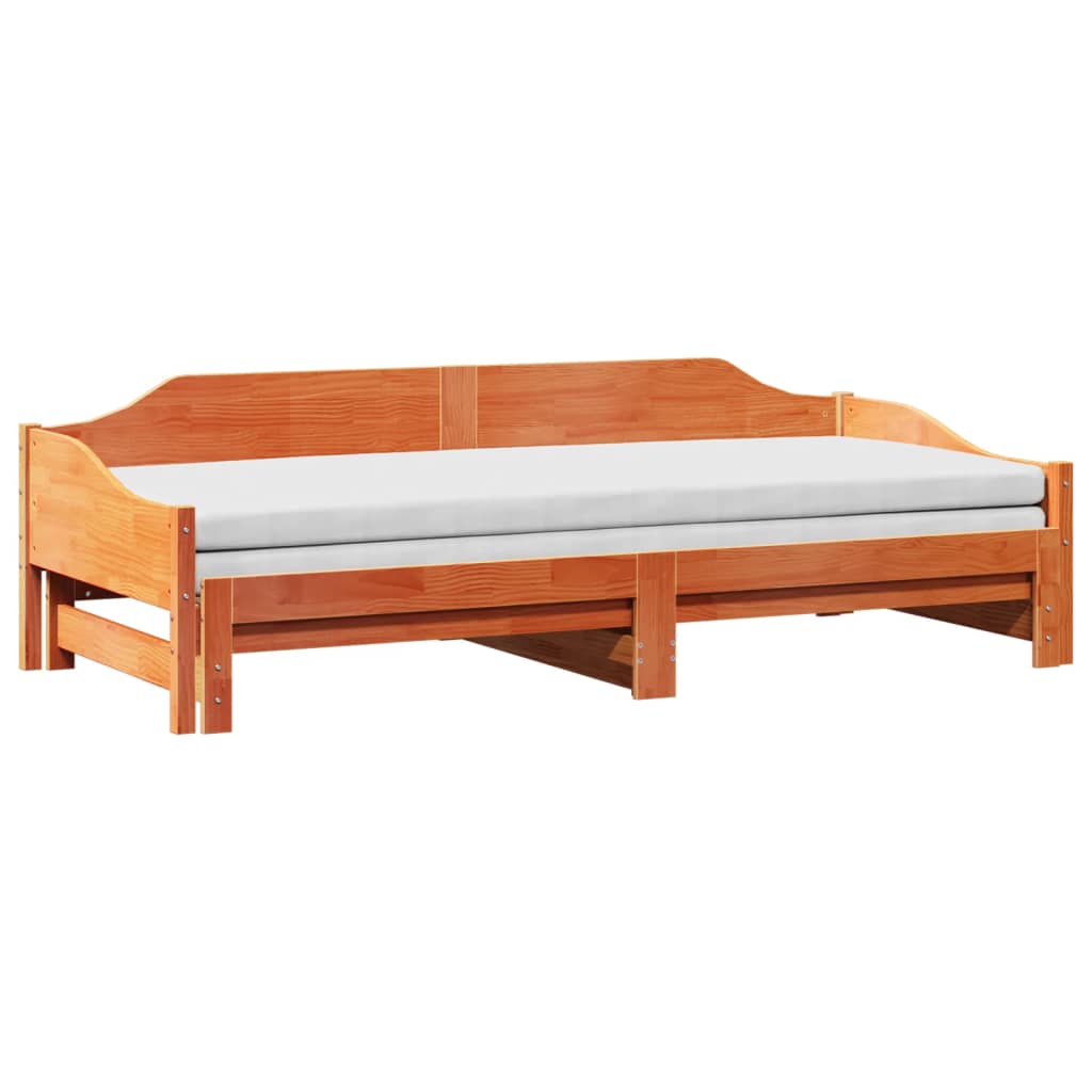 Divano con Letto Estraibile Marrone Cera 90x200cm Massello Pino | homemem39