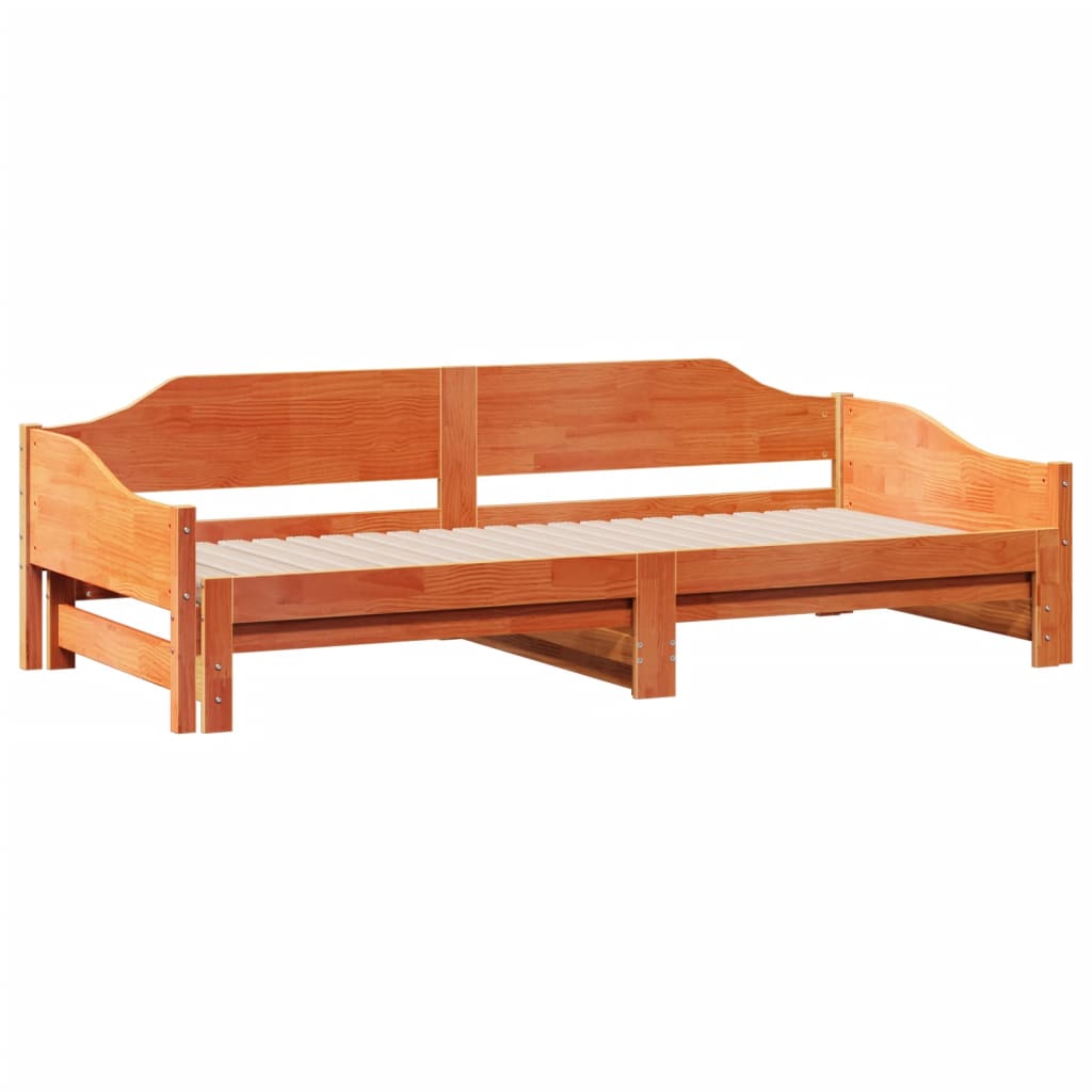Divano con Letto Estraibile Marrone Cera 90x200cm Massello Pino | homemem39