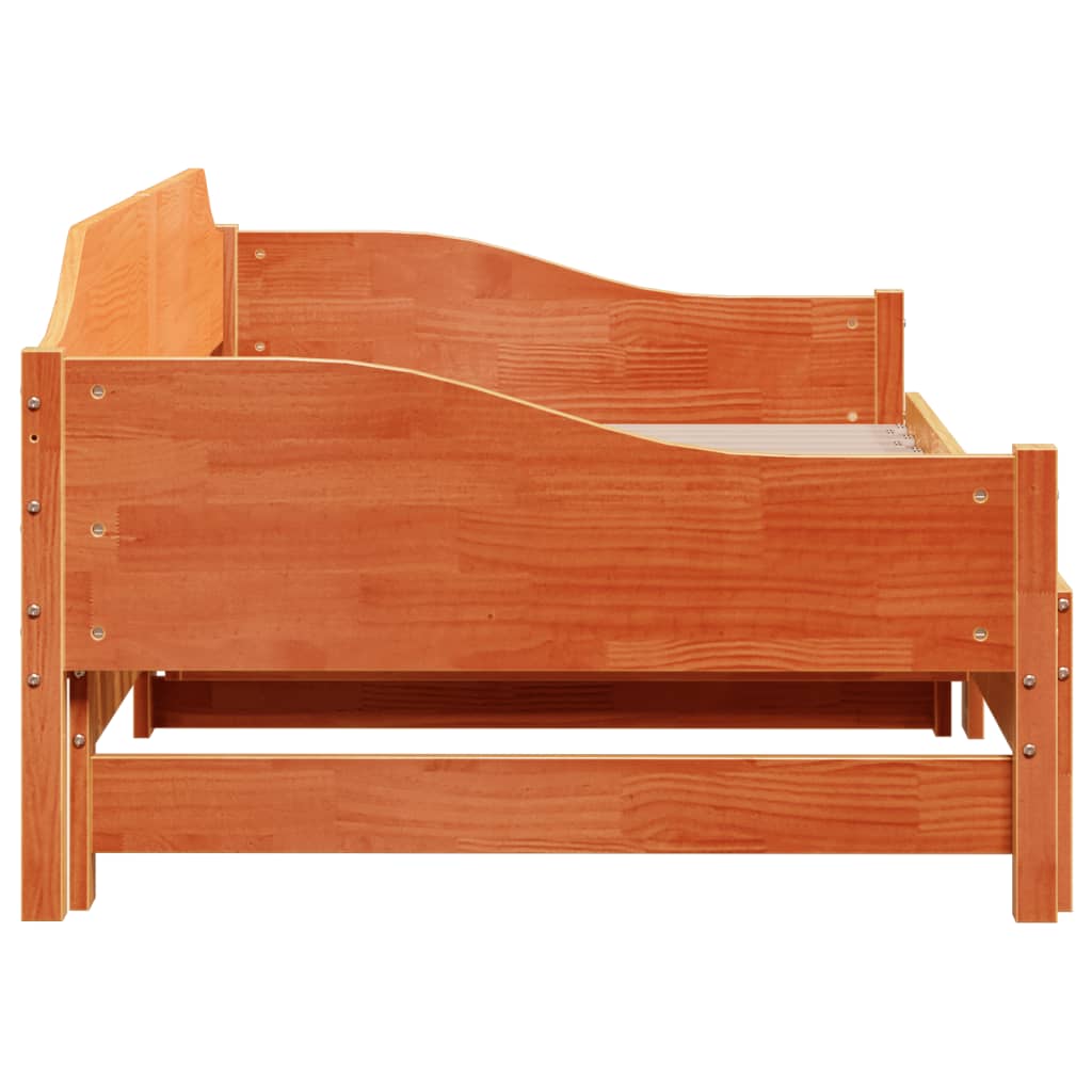 Divano con Letto Estraibile Marrone Cera 90x200cm Massello Pino | homemem39