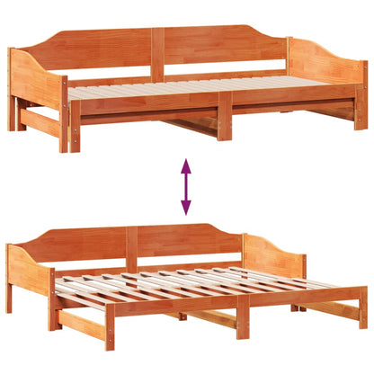 Divano con Letto Estraibile Marrone Cera 90x200cm Massello Pino | homemem39