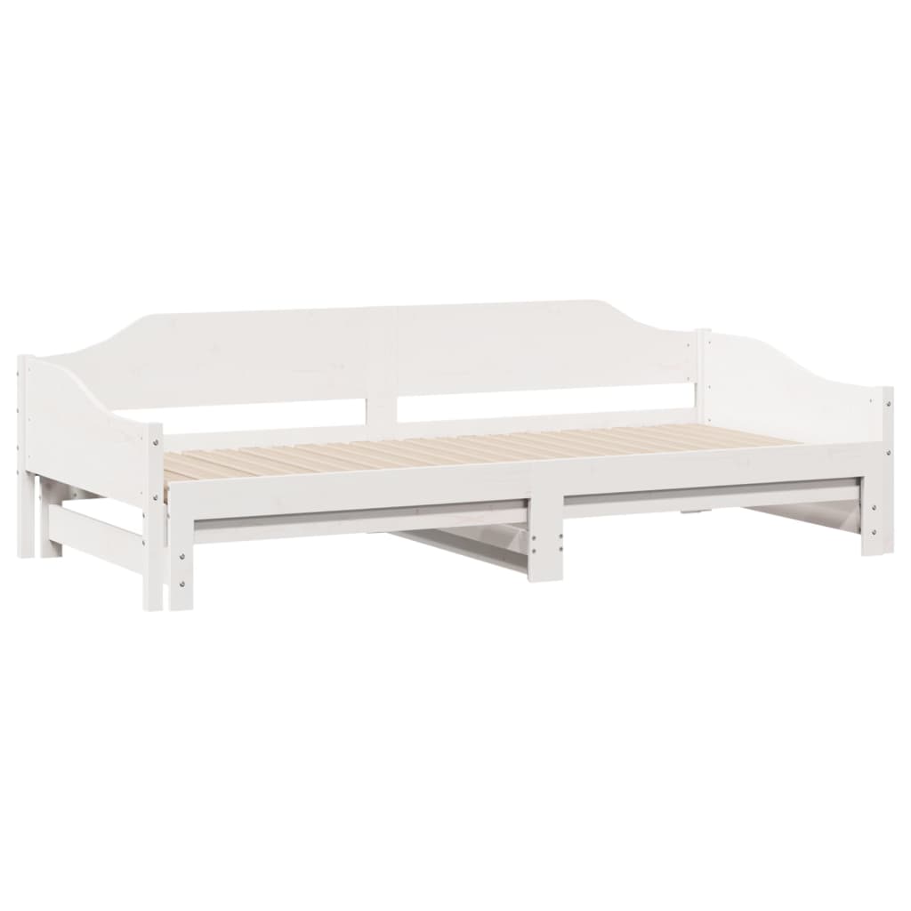 Divano Letto con Letto Estraibile Bianco 90x190cm Massello Pino - homemem39