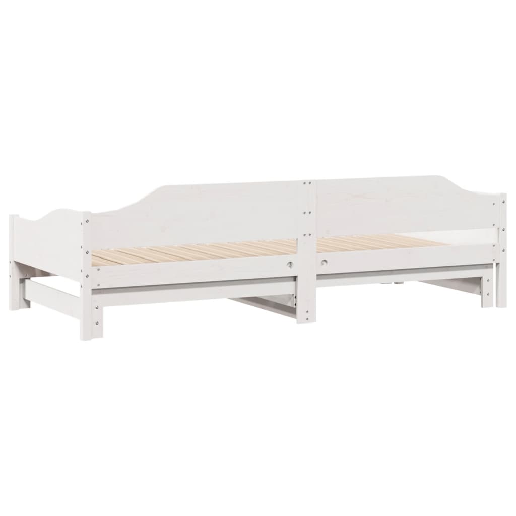 Divano Letto con Letto Estraibile Bianco 90x190cm Massello Pino - homemem39