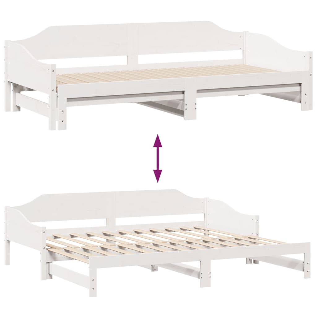 Divano Letto con Letto Estraibile Bianco 90x190cm Massello Pino | homemem39