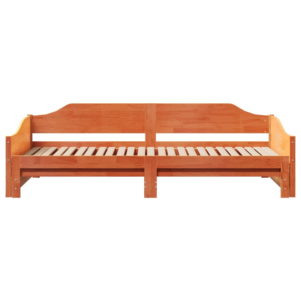 Divano Letto con Rotelle senza Materasso Marrone Cera 90x190 cm