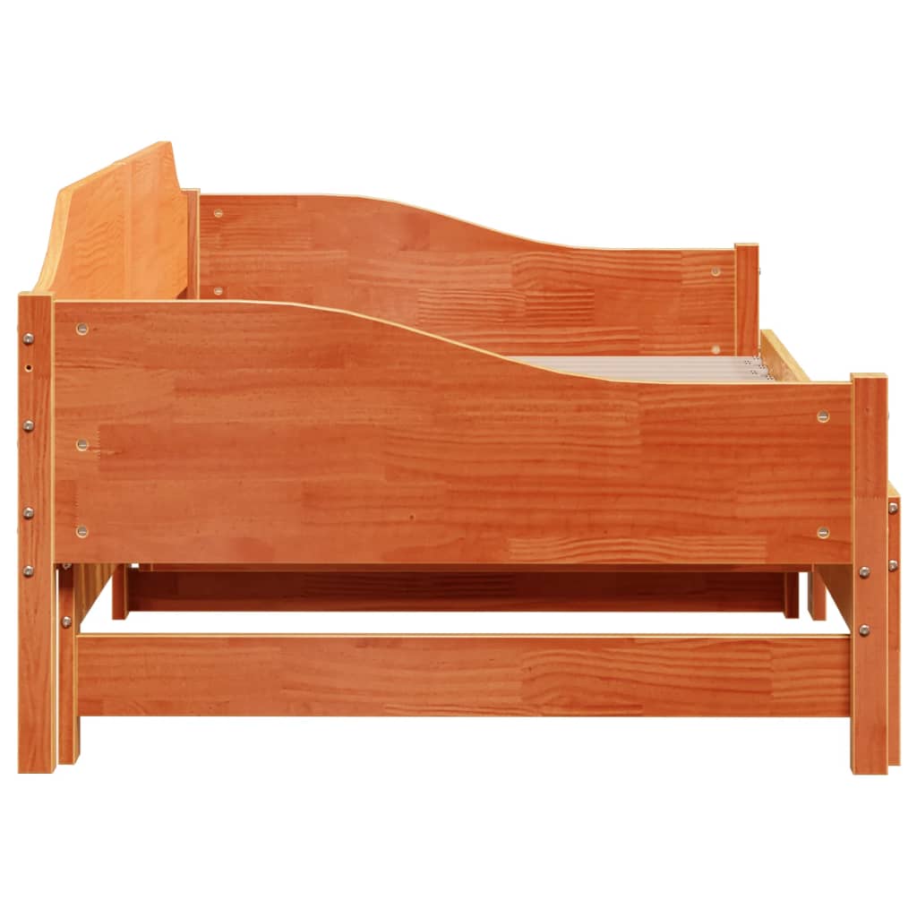 Divano Letto con Rotelle senza Materasso Marrone Cera 90x190 cm
