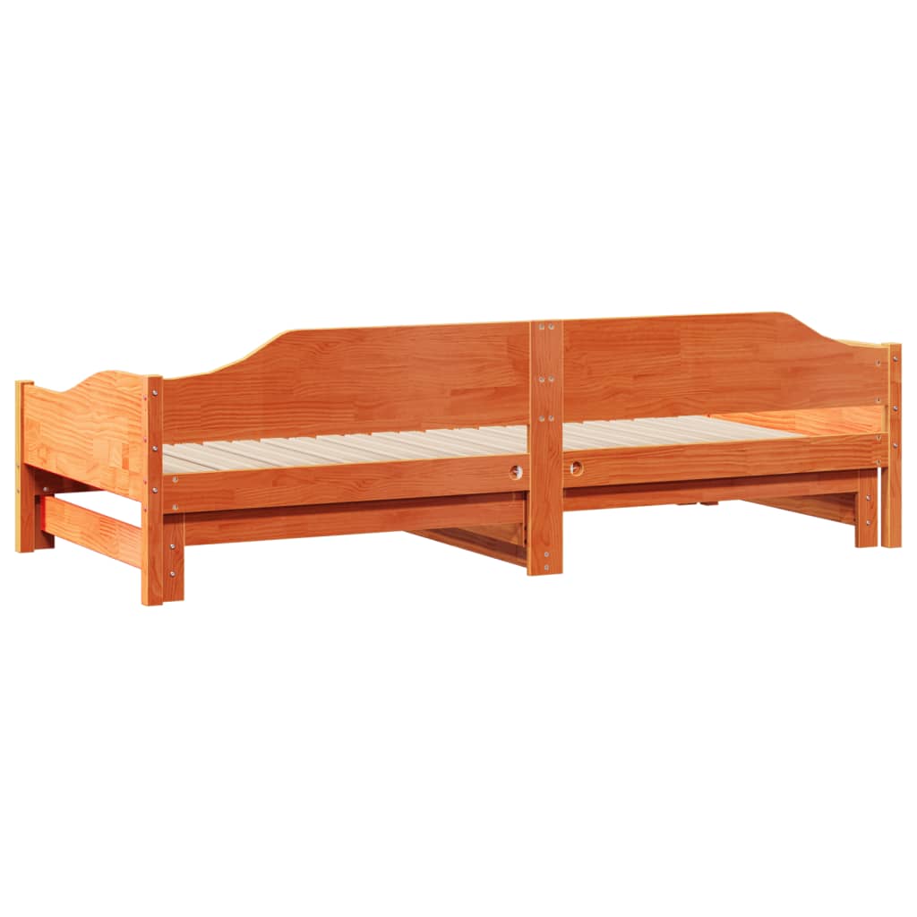 Divano Letto con Rotelle senza Materasso Marrone Cera 90x190 cm