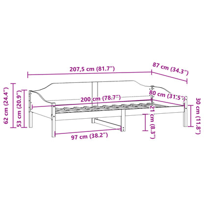 Giroletto senza Materasso 80x200 cm in Legno Massello Pino | homemem39
