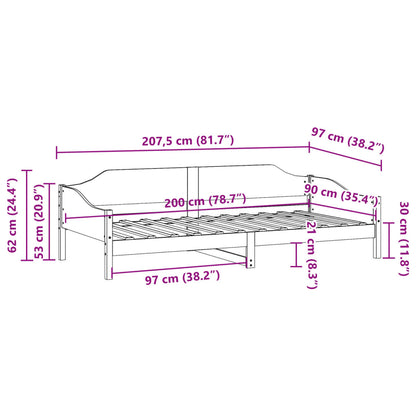 Letto senza Materasso Bianco 90x200 cm Legno Massello di Pino | homemem39