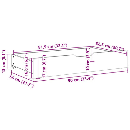 Cassettoni per Letto 2pz Marrone Cera 90x55x17 cm Legno di Pino | homemem39
