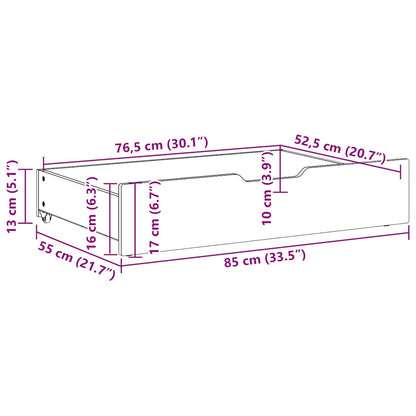 Cassettoni per Letto 2pz Marrone Cera 85x55x17 cm Legno di Pino | homemem39