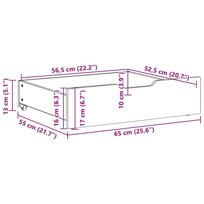 Cassettoni da Letto 2 pz Bianchi 65x55x17 cm in Legno di Pino | homemem39