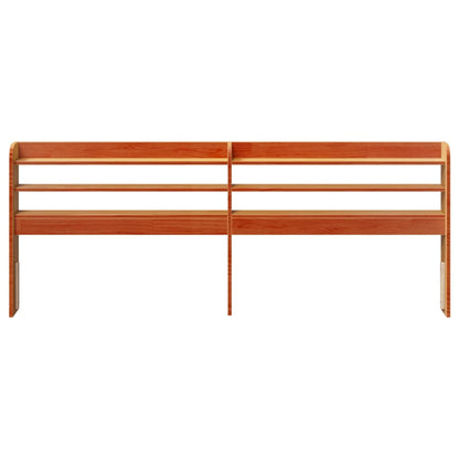 Testiera con Ripiani Marrone Cera 200 cm Legno Massello di Pino - homemem39