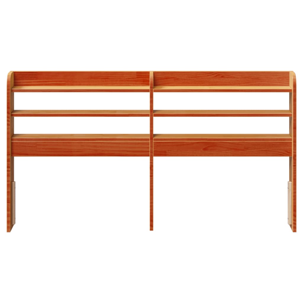 Testiera con Ripiani Marrone Cera 160 cm Legno Massello di Pino - homemem39