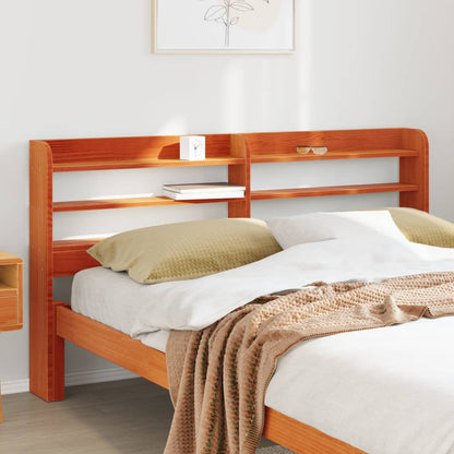 Testiera con Ripiani Marrone Cera 160 cm Legno Massello di Pino | homemem39