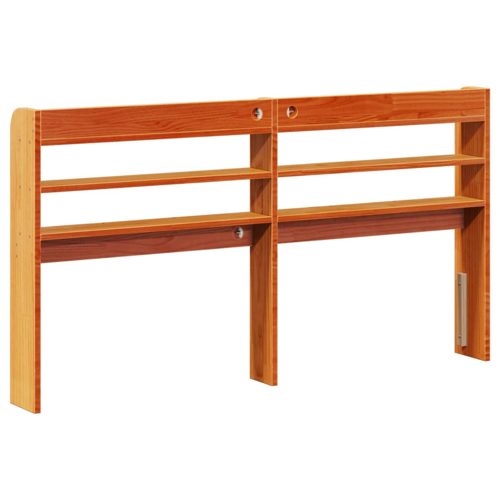 Testiera con Ripiani Marrone Cera 140 cm Legno Massello di Pino