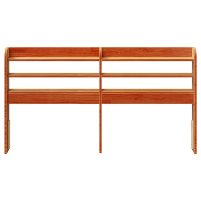 Testiera con Ripiani Marrone Cera 135 cm Legno Massello di Pino - homemem39