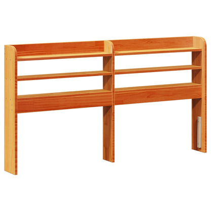 Testiera con Ripiani Marrone Cera 120 cm Legno Massello di Pino