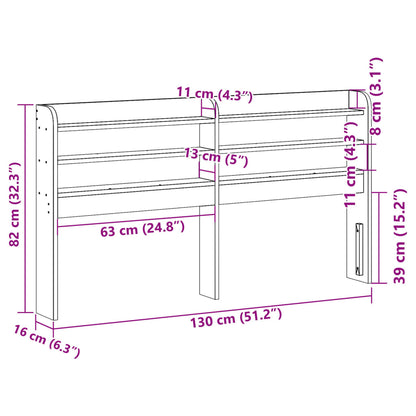 Testiera con Ripiani Marrone Cera 120 cm Legno Massello di Pino