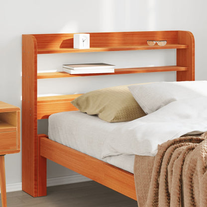 Testiera con Ripiani Marrone Cera 100 cm Legno Massello di Pino | homemem39
